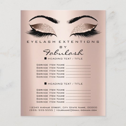 Visagist Schoonheidssalon Glitter Flyer Roze Roos (Voorkant)