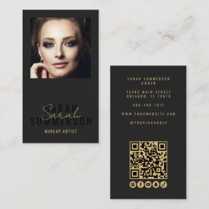 Visagist Schoonheidssalon QR Code Foto Zwart Visitekaartje