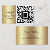 Visagist Schoonheidssalon QR-code Modern Goud Visitekaartje (Voorkant / Achterkant)