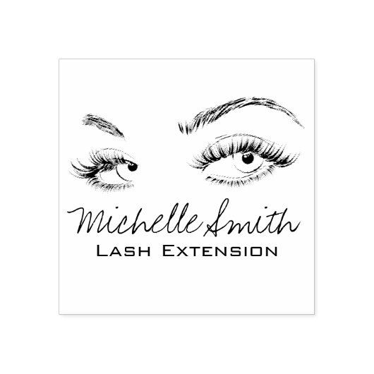 Visagist Wimper Extensies Wenkbrauwen Zwart en Wit Rubberstempel (Afrduk)