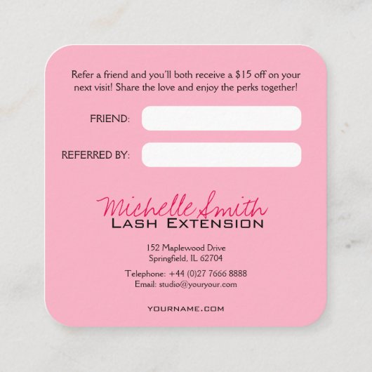 Visagist Wimpers Wenkbrauwen Roze Verwijs een Vrie Afsprakenkaartje (Achterkant)