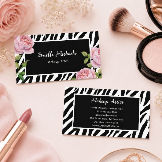 Visagist Zebra Rose Glam Visitekaartje