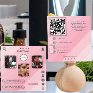 visagiste   Schoonheidssalon Foto's Roze Trendy Vierkante Visitekaartje