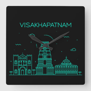 Visakhapatnam skyline vierkante klok