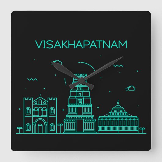 Visakhapatnam skyline vierkante klok (Voorkant)