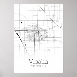 Visalia Map - California - City Map Poster