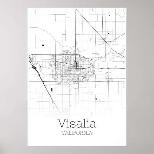 Visalia Map - California - City Map Poster (Voorkant)