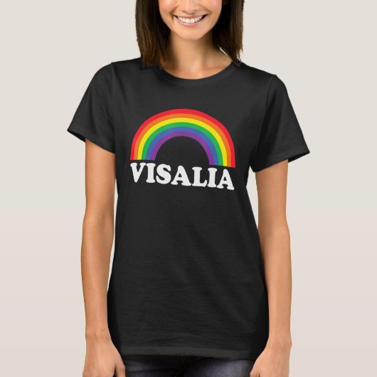 Visalia Rainbow LGBTQ Gay Pride Lesbians Queer T-shirt (Voorkant)
