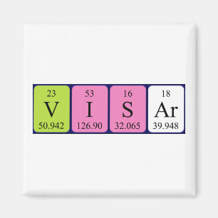 Visar periodieke table name magnet