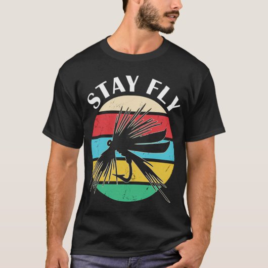 Visavontuur Retro Zonsondergang Design T-shirt (Voorkant)