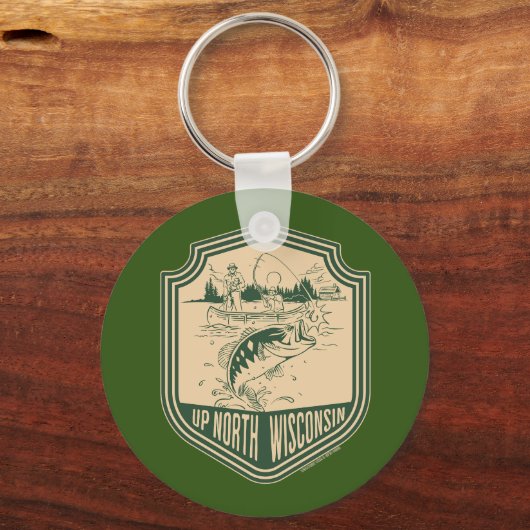 Visbadge Noord-Wisconsin Vissen Sleutelhanger (Voorkant)