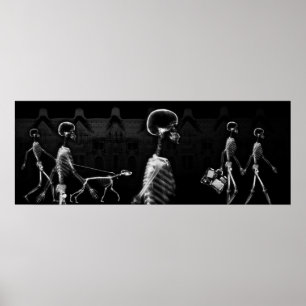 visbank BKRD X-Ray Skeletten Midnight Stroll B&W Poster