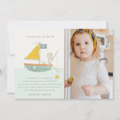 Visbeer Foto Zeilboot Kinderen Verjaardag Elke Lee Bedankkaart (Voorkant)