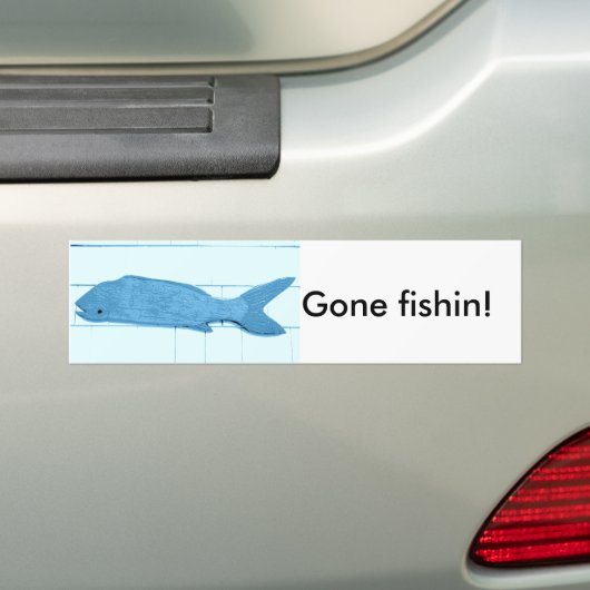 visblauwe logo bumpersticker (Op auto)