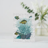 Visblauwe schalen en koralen briefkaart (Staand voorkant)