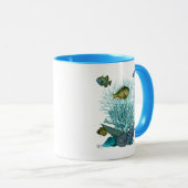 Visblauwe schalen en koralen mok (Voorkant rechts)