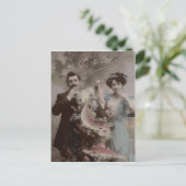 Visbloem Victoriaans paar Poisson d'avril Briefkaart (Staand voorkant)