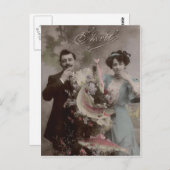 Visbloem Victoriaans paar Poisson d'avril Briefkaart (Voorkant / Achterkant)