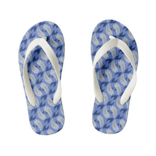 Visblokprint - blauw kinder teenslippers