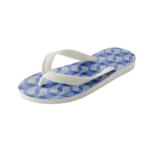 Visblokprint - blauw kinder teenslippers (Schuin)