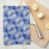 Visblokprint - blauw theedoek (Quarter Fold)