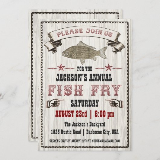  visboer op uitnodiging van hout (Voorkant / Achterkant)