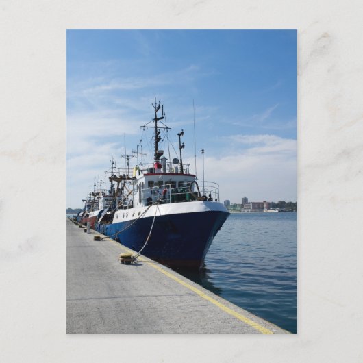 Visboot aan de ligplaats briefkaart (Voorkant)