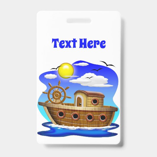Visboot Cartoon Badge (Voorzijde)