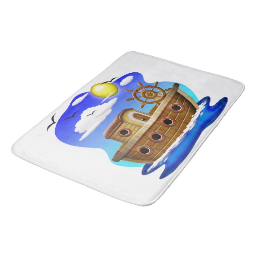 Visboot Cartoon Badmat (Gekanteld)