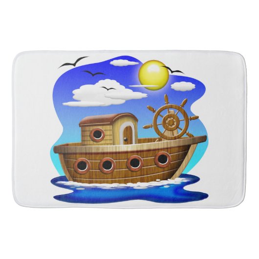 Visboot Cartoon  Badmat (Voorkant)