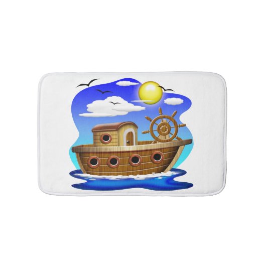 Visboot Cartoon  Badmat (Voorkant)