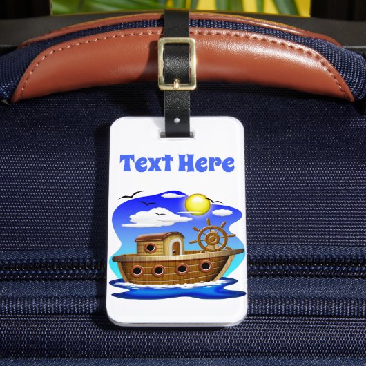Visboot Cartoon  Bagagelabel (Voorkant Insitu 2)