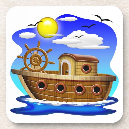 Visboot Cartoon  Bier Onderzetter (Voorkant)
