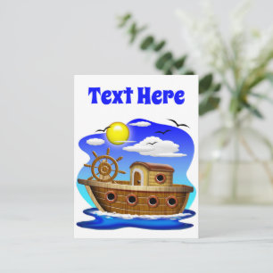 Visboot Cartoon Briefkaart