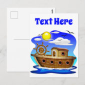 Visboot Cartoon  Briefkaart (Voorkant / Achterkant)