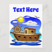 Visboot Cartoon  Briefkaart (Voorkant)