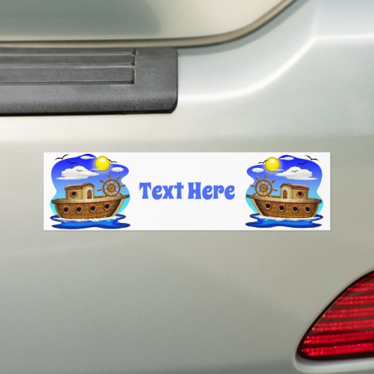 Visboot Cartoon  Bumpersticker (Op auto)