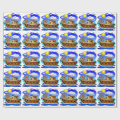 Visboot Cartoon  Cadeaupapier (Vlak)