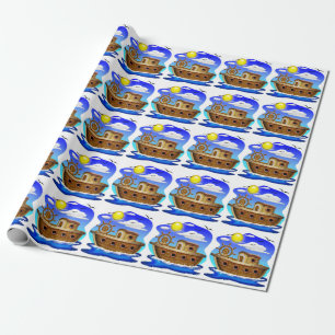 Visboot Cartoon Cadeaupapier