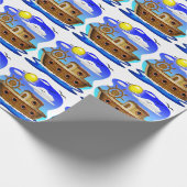 Visboot Cartoon  Cadeaupapier (Hoek)