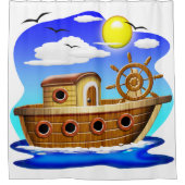 Visboot Cartoon Douchegordijn (Voorkant)