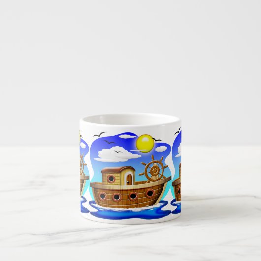 Visboot Cartoon  Espresso Kop (Voorkant)