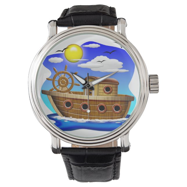 Visboot Cartoon  Horloge (Voorkant)