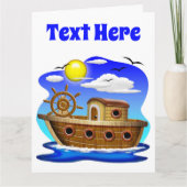 Visboot Cartoon  Kaart (Voorkant)