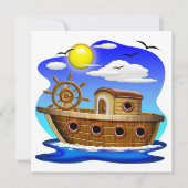 Visboot Cartoon  Kaart (Voorkant)