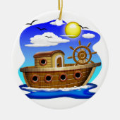 Visboot Cartoon  Keramisch Ornament (Voorkant)