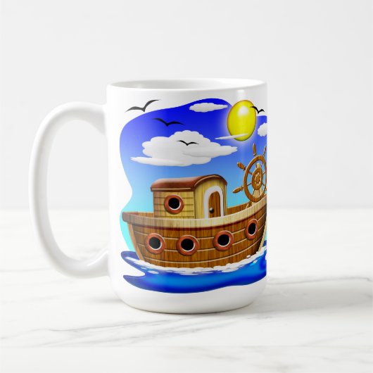 Visboot Cartoon  Koffiemok (Links)
