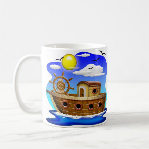 Visboot Cartoon Koffiemok