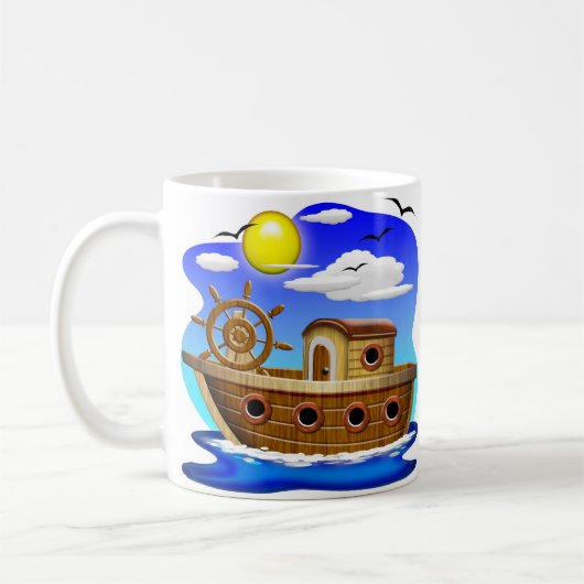 Visboot Cartoon  Koffiemok (Links)