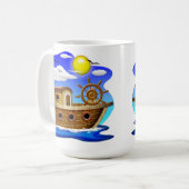 Visboot Cartoon Koffiemok (Voorkant links)